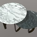 Two Round Coffee Tables With White And Dark Marble Tabletops And Metal Frames 3d model