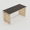 Simple Modern Office Desk With Wooden Tabletop And Metal Support Frame Structure Design