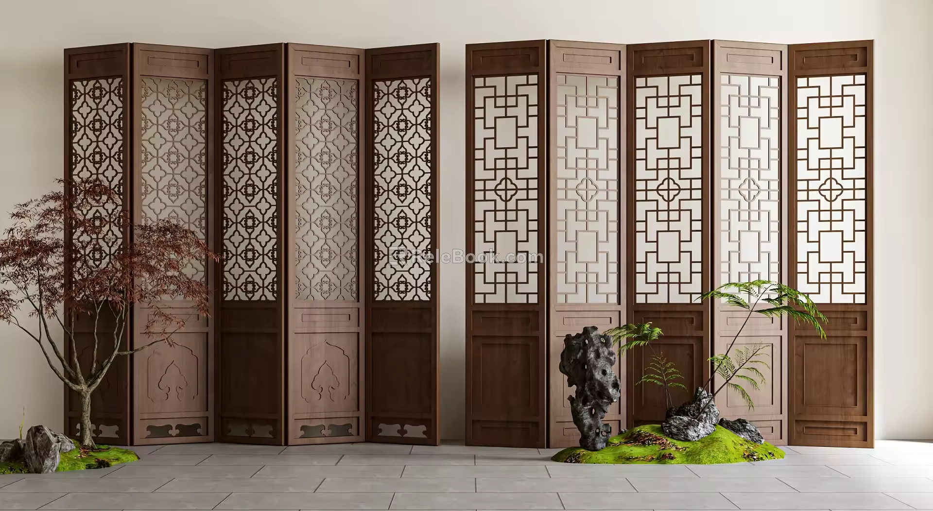 New Chinese Screen Partition Lattice Screen 3d model
