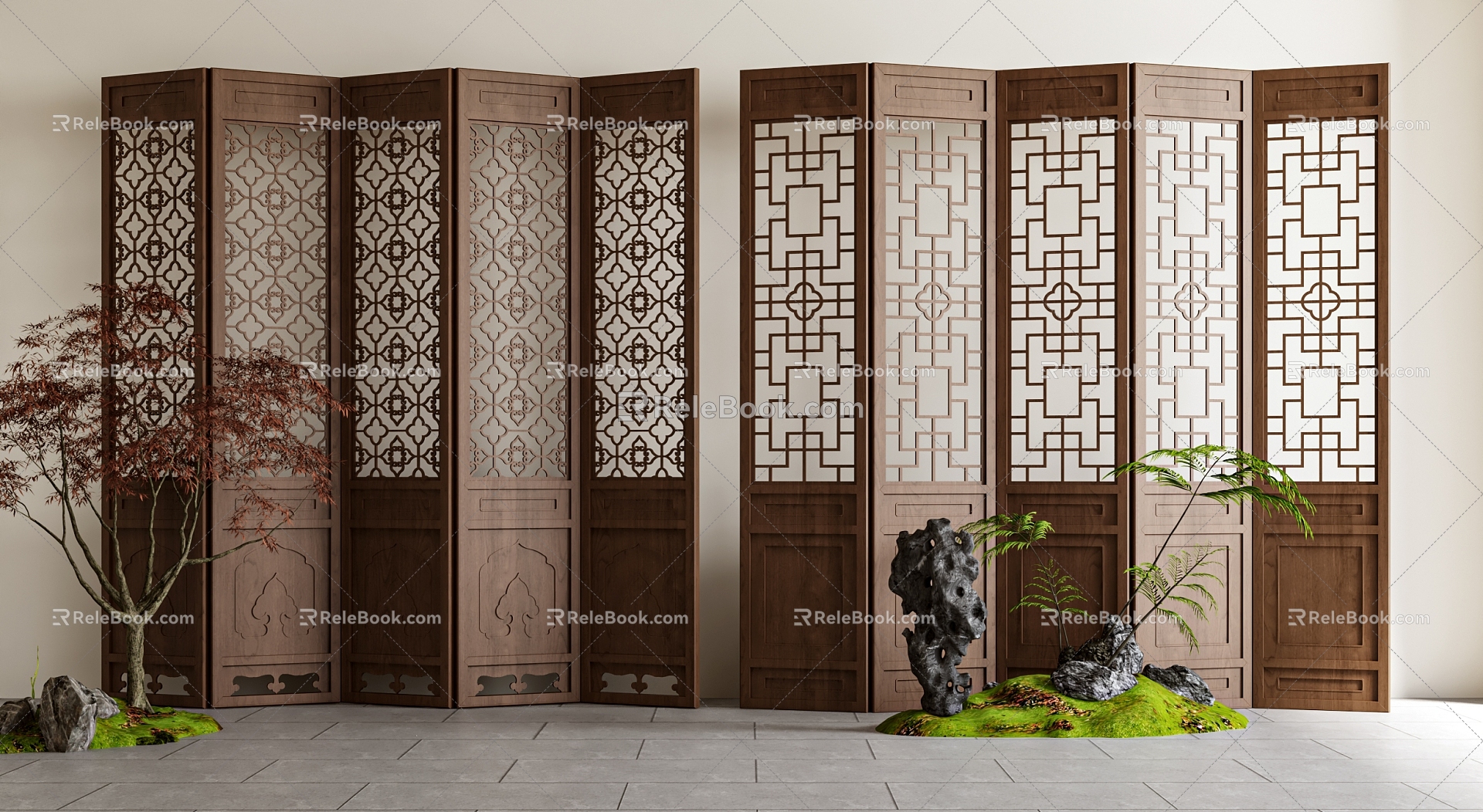 New Chinese Screen Partition Lattice Screen 3d model