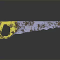 Old Rusty Saw With Yellow Handle On Black Surface And Reflection