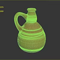 Terracotta Clay Jug With Striped Pattern Curved Handle And Smooth Texture 3d model