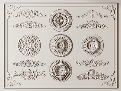 French carved plaster 3d model