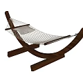 Wooden Frame Hammock With Net Design And Comfortable White Cushion For Outdoor Use
