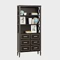 Dark Brown Display Shelf Unit With Multiple Tiers Drawers Decorative Vases Books And Photo Frames