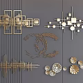 Modern Metallic Wall Hangings With Geometric Circular Linear And Abstract Designs 3d model