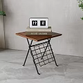 Modern Side Table With Wooden Top Black Metal Frame And Grid Storage Basket