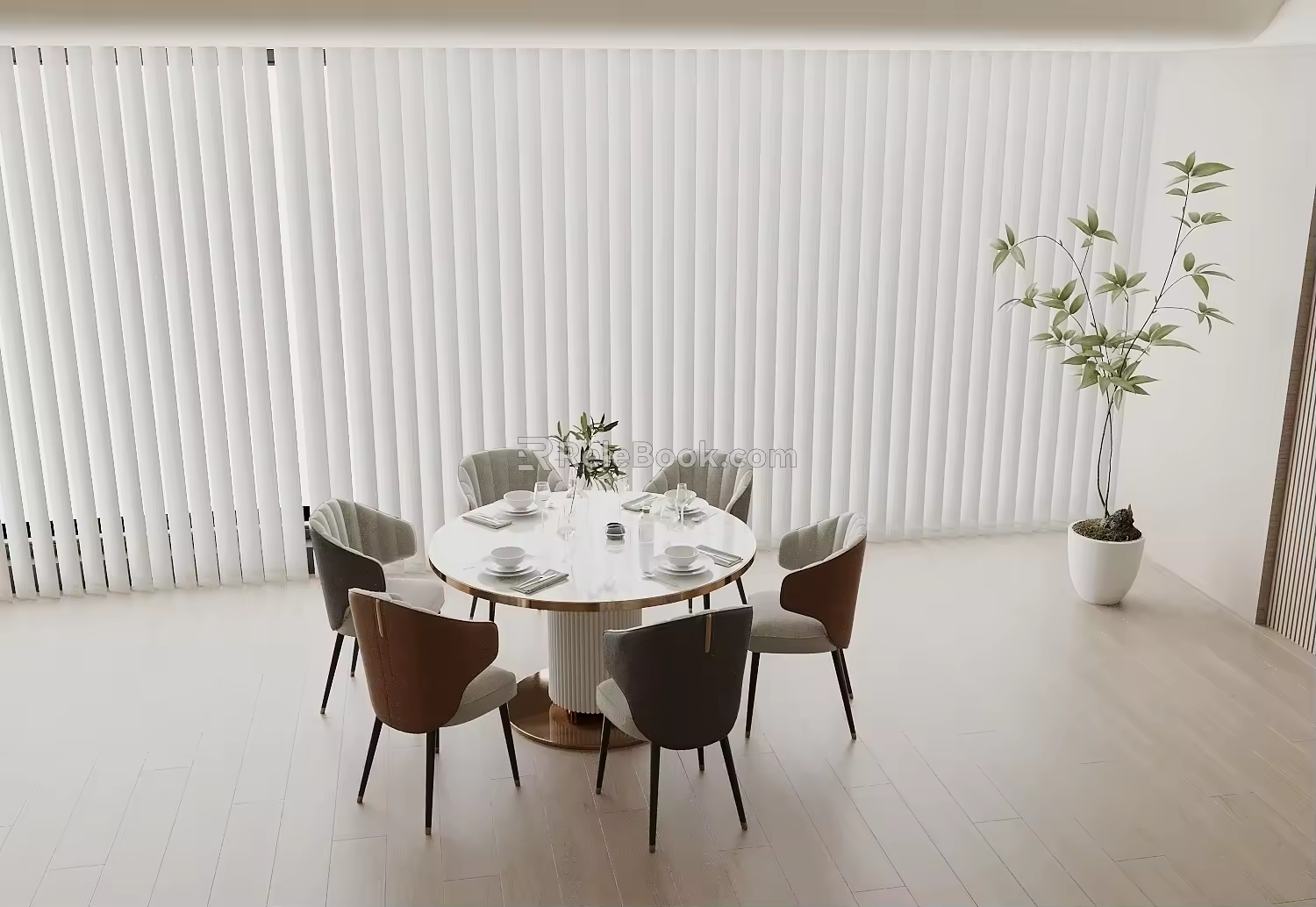 Round Dining Table Dining Table and Chair Guest Restaurant Tea Table and Chair Dining Table Wine Table and Chair Combination 3d model