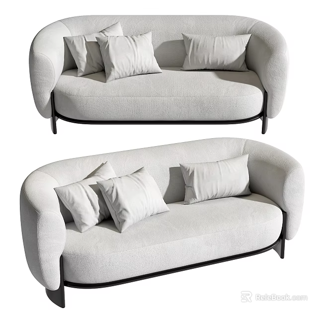 Light Colored Two Seater Sofa With Soft Cushions And Modern Design 3d model
