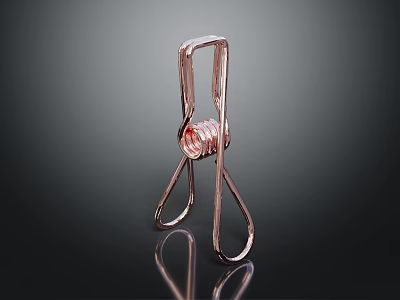 Sturdy Copper Metal Clip With Spring Design For Daily Household Use 3d model