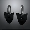 Fashionable Black Bow Earrings With Silver Hooks And Heart Shaped Pendants