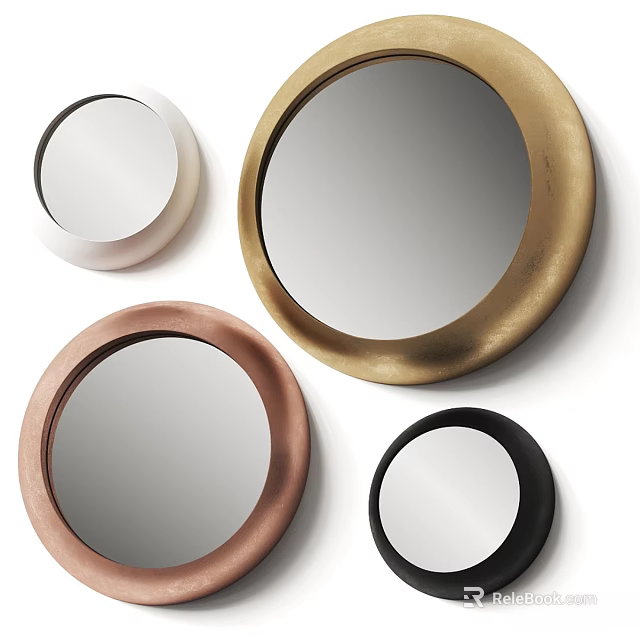 Round Decorative Mirrors With Colorful Frames For Modern Wall Decor 3d model 