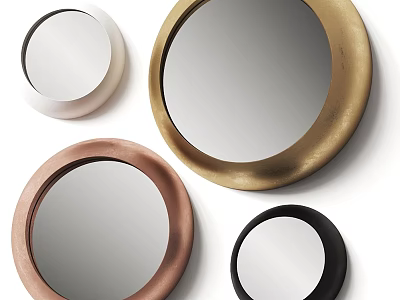 Round Decorative Mirrors With Colorful Frames For Modern Wall Decor 3d model