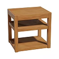 Wooden Side Table With Simple Design And Two Open Shelves 3d model