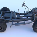 Detailed Car Chassis Structure With Tires Steering Wheel And Engine Components 3d model