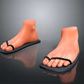 Black Flip Flops Comfortable Summer Footwear On Foot Model With Simple Straps And Soft Soles