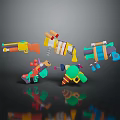 Colorful 3D Cartoon Toy Weapons With Various Designs And Different Colors