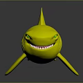 Cartoon Shark Toy Figure With Blue Body Smiling Face And Playful Design