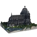 Intricate Building Blocks Architectural Model With Domes Towers Trees And Water