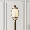 Traditional Style Outdoor Lights With Three Metal Poles And Decorative Glass Shades