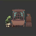 Cozy Indoor Interior With Wooden Bookshelf Blue Sofa Table Chairs And Plant