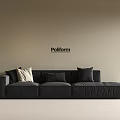 Black Poliform Sectional Sofa with Decorative Pillows on Beige Wall Background 3d model