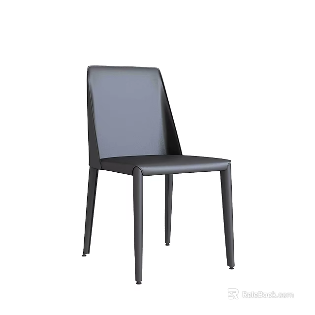 Modern Black Leather Dining Chair With Streamlined Metal Legs And Contemporary Design 3d model 