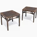 Two Traditional Square Wooden Dining Tables With Carved Legs And Tabletops
