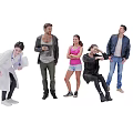 Group of people with different poses and casual clothing standing together