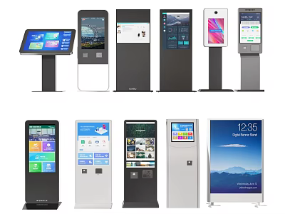 Public Facilities Featuring Interactive Self Service Kiosks Digital Screens And Information Displays 3d model