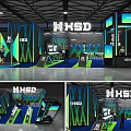 Modern NHSD Exhibition Booth With Blue Green Accents Digital Screens And Display Areas