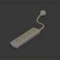White Power Strip with Multiple Outlets and Curved Cord on Black Reflective Surface 3d model
