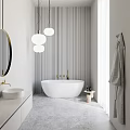 Modern Bathroom Interior With White Countertop Sink And Marble Floor Tiles