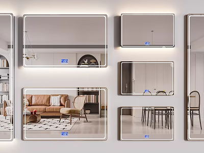 Various Wall Mounted Mirrors With LED Lighting For Living Room And Dining Area Decor 3d model