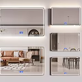 Various Wall Mounted Mirrors With LED Lighting For Living Room And Dining Area Decor