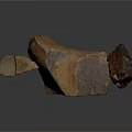 Natural Wood And Stone Raw Material Pieces Displayed On White Background