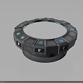 Space Circular Control Panel Featuring Blue Components And White Central Hub 3d model