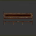 Wooden Bench With Red Cushioned Seat In Vintage Style And Classic Design