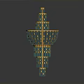 Decorative Multi Layered Tower With Gold And Blue Mesh Structure