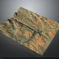 Detailed 3D Terrain Model Featuring Mountain Ranges And Colorful Topographic Regions
