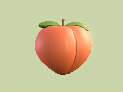 Fresh Orange Peach with Green Leaves on Light Green Background 3d model