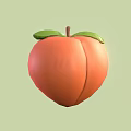 Fresh Orange Peach with Green Leaves on Light Green Background