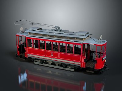 Modern tram streetcar tram system city tram 3d model