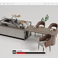 Modern Dining Table Set With Marble Countertop And Upholstered Dining Chairs