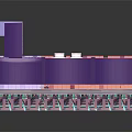 Modern Station Design With Extended Platform Purple Roof And Yellow Seating Areas