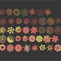 Colorful Decorative Ornament Set Featuring Various Floral And Geometric Patterns For Home Decor