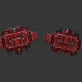 Two Red Robotic Characters With Detailed Mechanical Structure And Armor Design