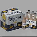 Corona Extra Beer Bottles In Packaging Box And Display Arrangement 3d model