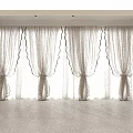 White Sheer Curtains With Scalloped Edges And Tiebacks In Modern Interior