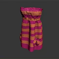 Pink and Orange Striped Skirt with Ruffled Waist and Flared Hem Design